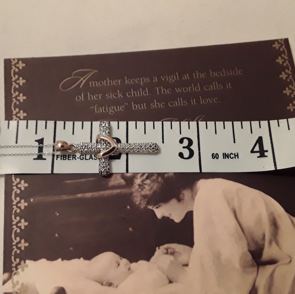 925 STERLING GOLD/SILVER CROSS NECKLACE, 18 "CHAIN - Picture 6 of 8